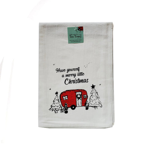 Merry Little Christmas Tea Towel, flour sack towel