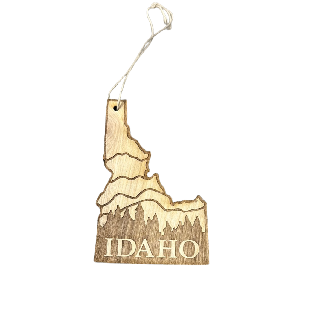 Idaho Mountain and Trees Wood Ornament