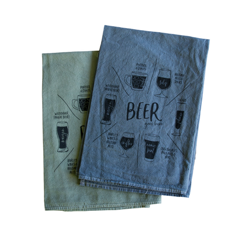 Dyed Beer glassware Tea Towel, flour sack towel
