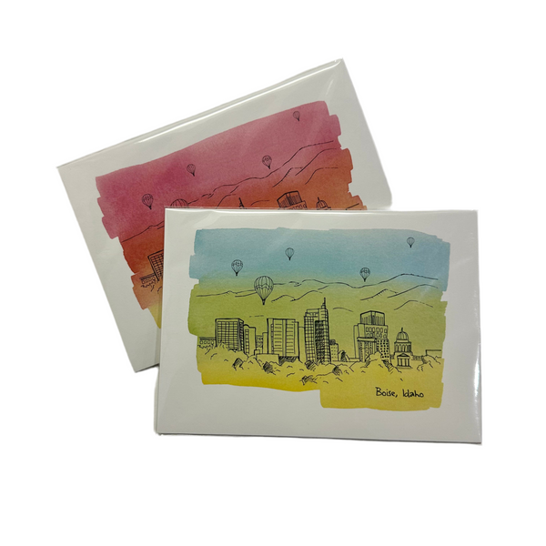 Boise Skyline Art 5x7 Ladybug Press