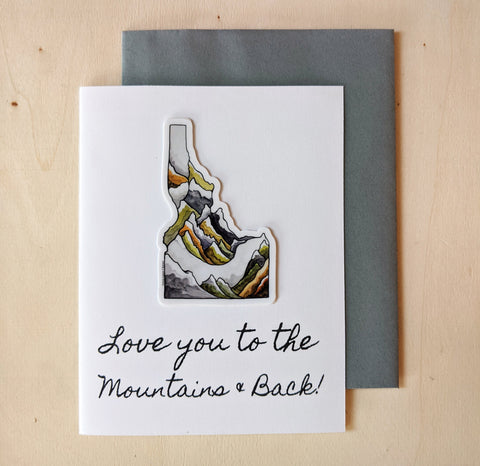 Lauren T Kistner Arts Card + Sticker "Love You to the Mountains and Back!"