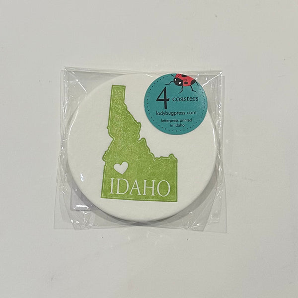 Idaho Heart Round Coasters, (Letterpress printed, 3.5 inches) set of 4