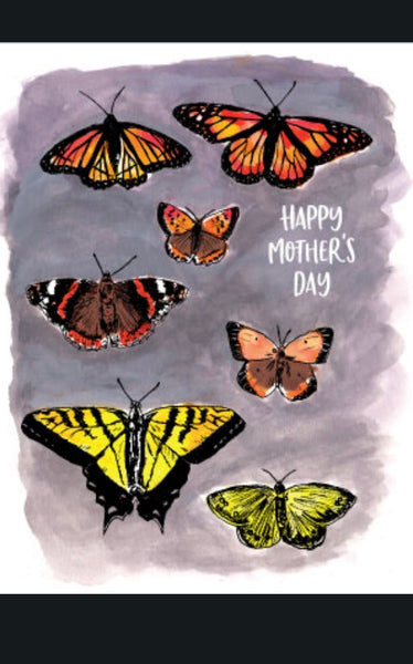 Happy Mother's Day Butterflies, letterpress printed card.