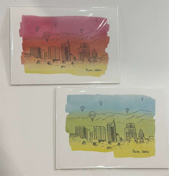Boise Skyline Art 5x7 Ladybug Press