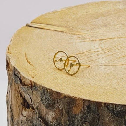 Mini Mountainscape Stud Earring, Gold