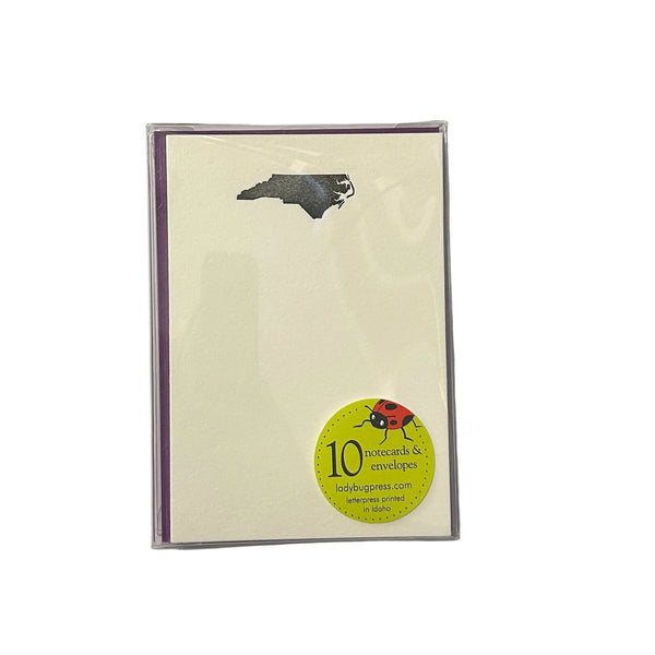 North Carolina Stationery Set, 10 pack notecards with envelopes, letterpress printed eco friendly.