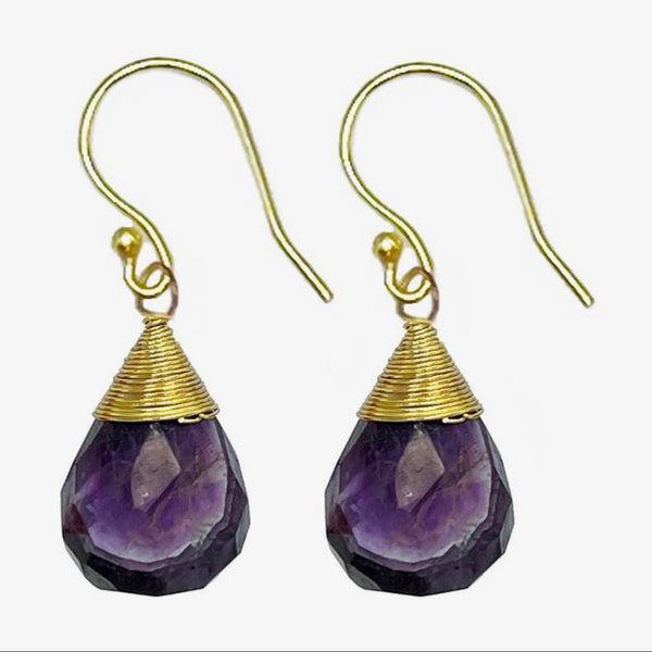 Gold Plated Amethyst Teardrop Earrings