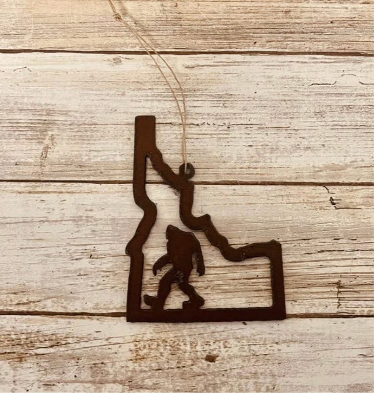 Idaho Outline Bigfoot Iron Ornament