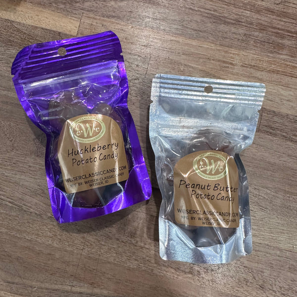 Weiser Classic Candy Potato Candy 2 oz. Huckleberry or Peanut Butter Flavored!