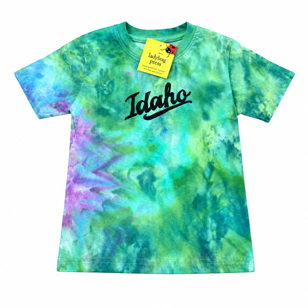 Ice Dyed Toddler Retro Idaho T-shirt, eco-friendly waterbased inks 2T-5T