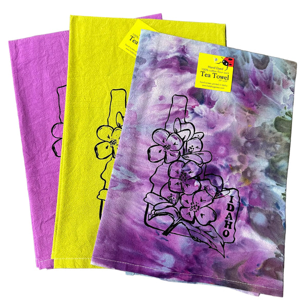 Dyed Idaho Syringa Tea Towel, flour sack dish towel