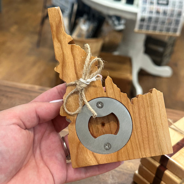 Idaho Shaped Wooden Bottle Opener