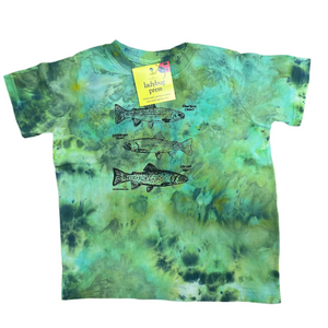 Ice Dyed Trout Toddler T-shirt, eco-friendly waterbased inks, Toddler sizes