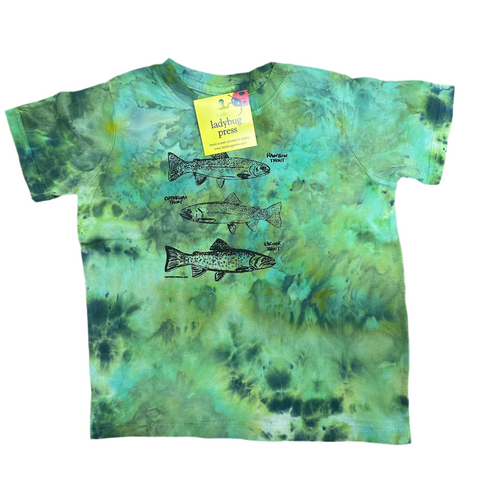 Ice Dyed Trout Toddler T-shirt, eco-friendly waterbased inks, Toddler sizes