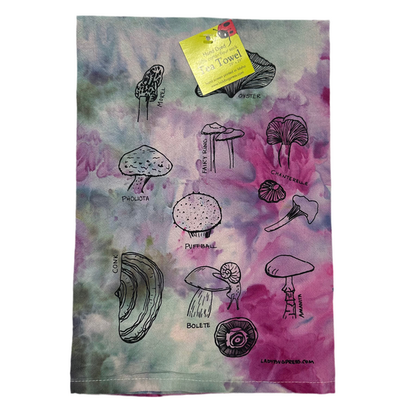 Dyed Mushroom Tea Towel, flour sack towel
