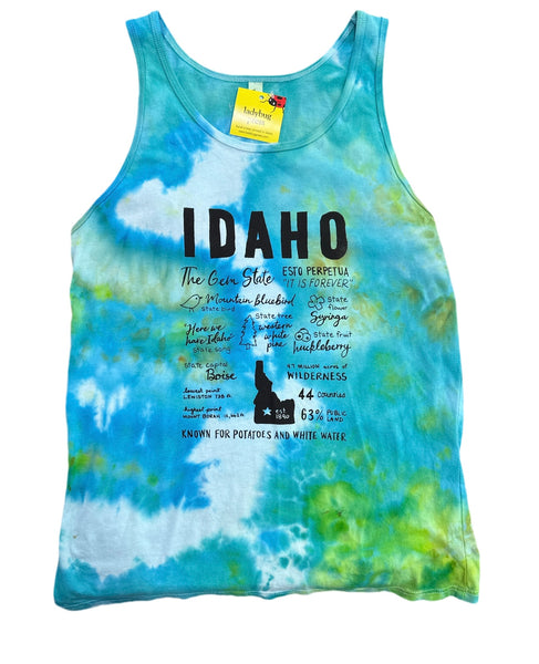 Ice Dyed Idaho Facts Tank Top, Adult Sizes