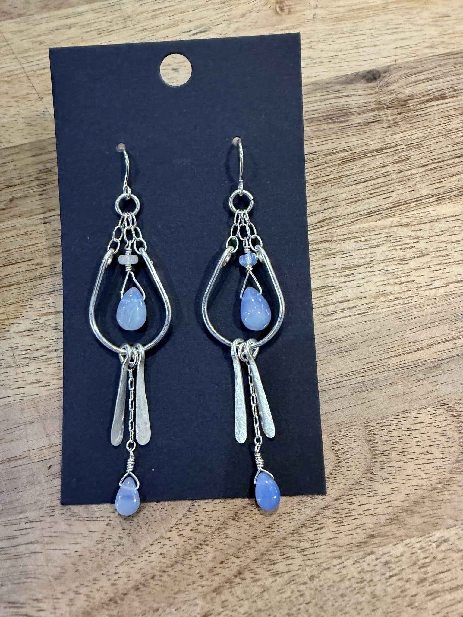 Ethiopian Opal and Silver Fringe Dangle Earrings