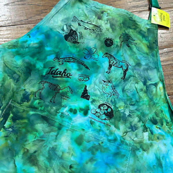 Ice Dyed Symbols of  Idaho Apron