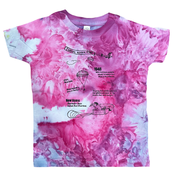 Ice Dyed Idaho Beaver Story Toddler T-shirt, eco-friendly waterbased inks 2T-5T
