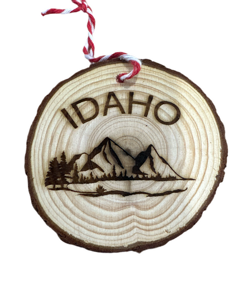 ORN Idaho w/ Mountains Ornament, Live Edge