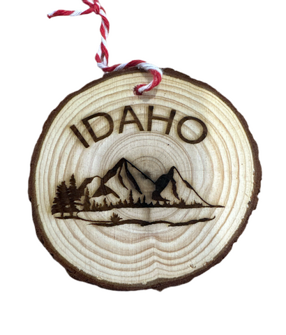 ORN Idaho w/ Mountains Ornament, Live Edge
