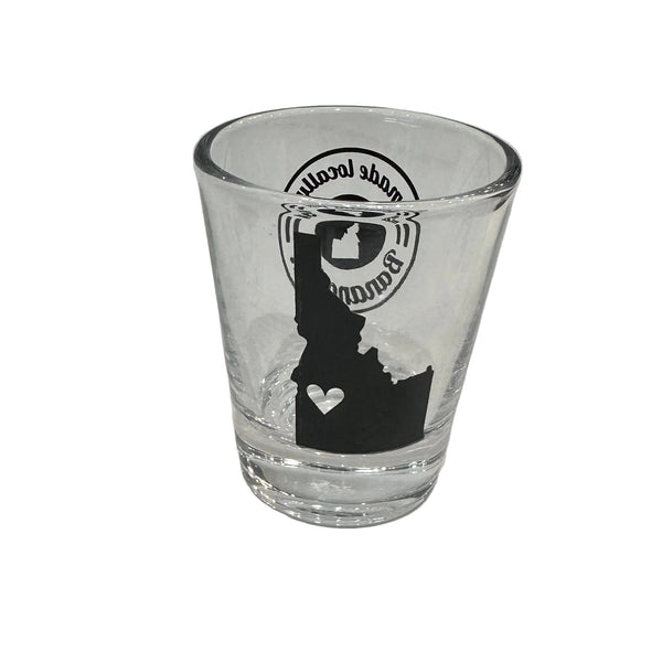 Idaho Heart Shot Glass, Banana Ink