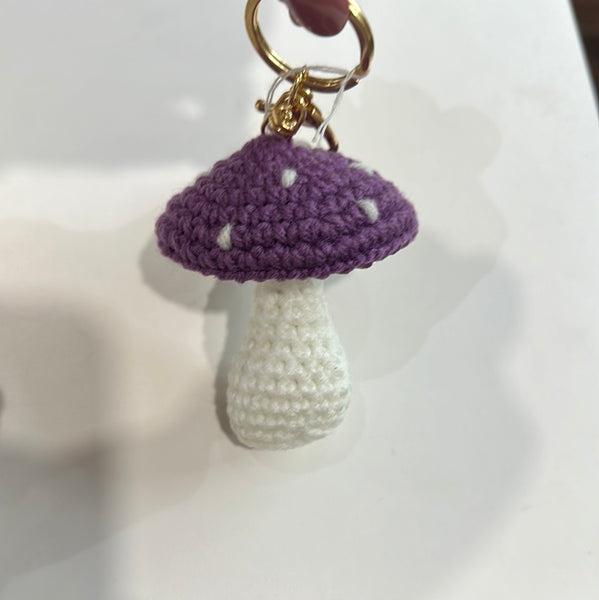 Crocheted Mushroom Keychain
