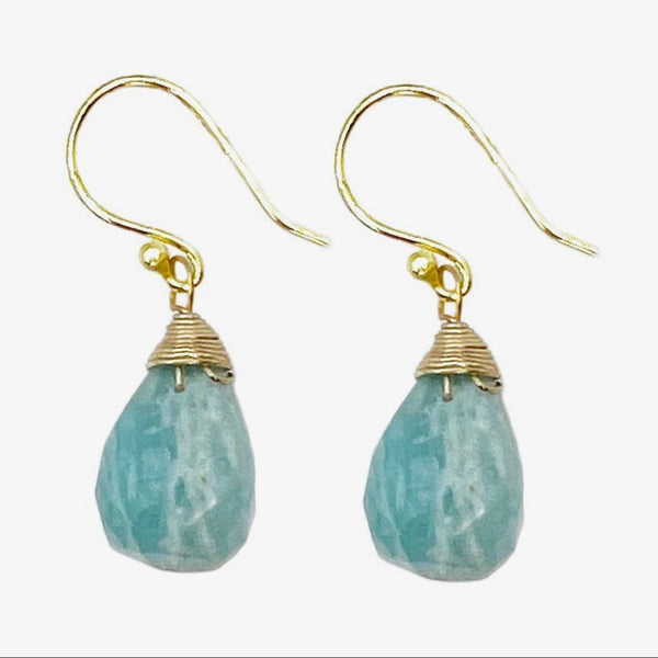 Gold Plated Amazonite Jasper Teardrop Earrings