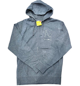Idaho Constellation Zip Up Hoodie, Adult Sweatshirt Sizes. Eco Friendly Waterbased Inks
