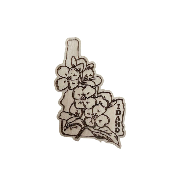 Idaho Syringa, Idaho’s State Flower Wood Magnet