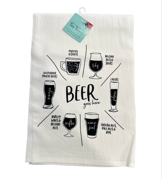 Beer Glassware Tea Towel, flour sack towel