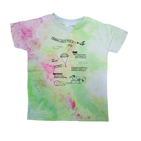 Ice Dyed Idaho Beaver Story Toddler T-shirt, eco-friendly waterbased inks 2T-5T