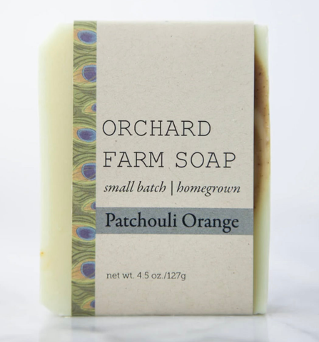 4.5oz Patcholli Orange Bar Soap, Natural Homegrown Small Batch
