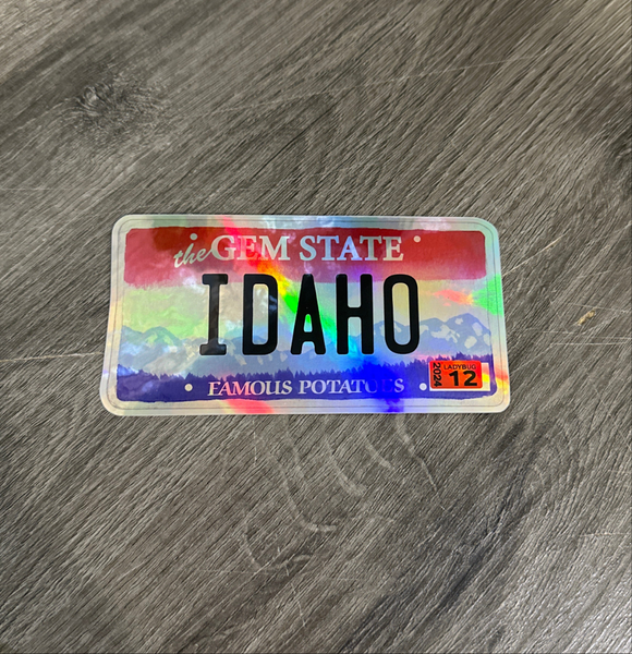Holographic Idaho License Plate Sticker