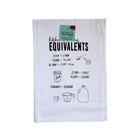 Baking Equivalents Tea Towel, flour sack towel