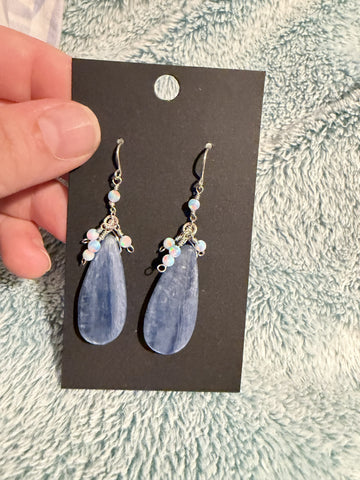 Kyanite and Opal Drop Earrings