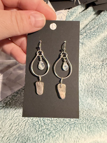 Moonstone and Labradorite Closed hoop earrings