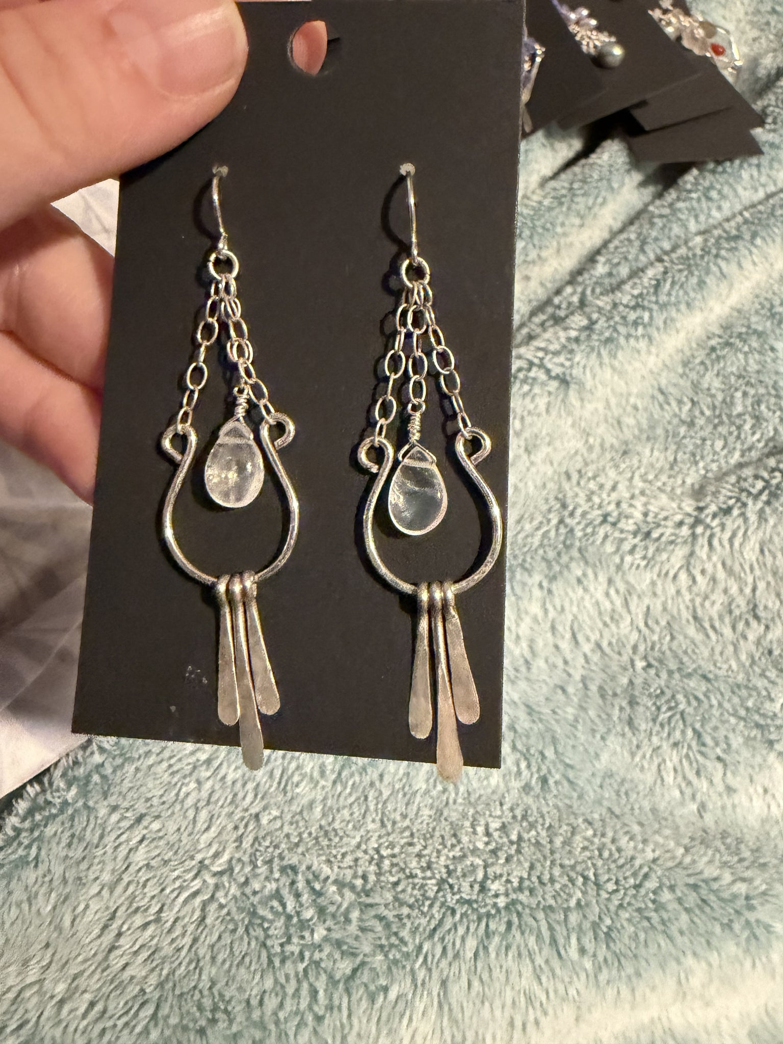 Moonstone and Sterling Silver Fringe dangle earrings