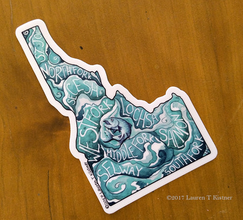 Lauren T Kistner Arts - Indoor/Outdoor Vinyl Sticker - Idaho Rivers