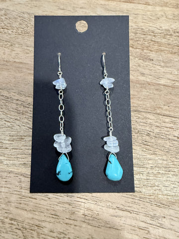 Turquoise and Moonstone Drop Earrings