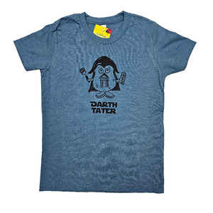 Youth Darth Tater Blue T-shirt, eco-friendly waterbased inks
