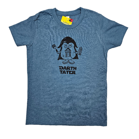 Youth Darth Tater Blue T-shirt, eco-friendly waterbased inks