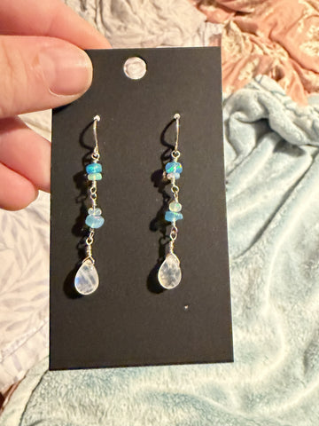Ethiopian and Moonstone Drop earrings