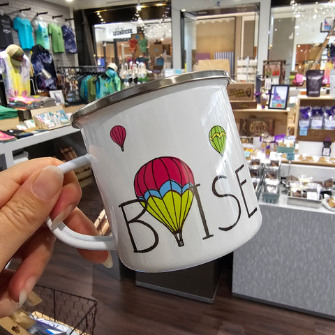 Balloons Over Boise Watercolor Enamel Mug, Color Options