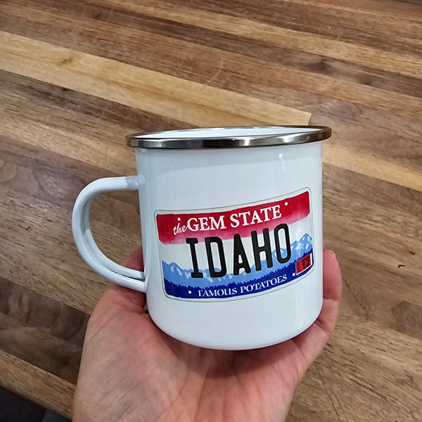 Idaho License Plate Enamel Mug