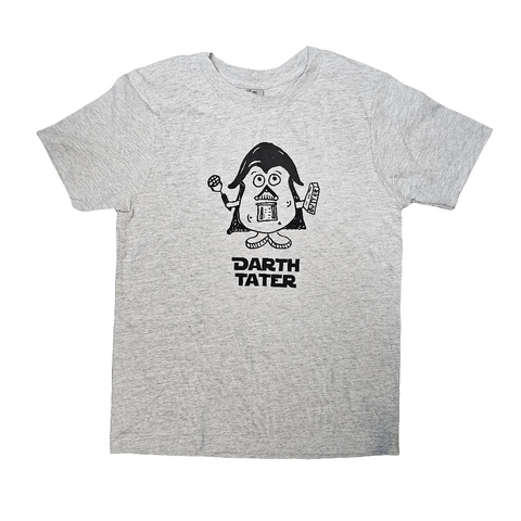 Youth Darth Tater Gray T-Shirt, Eco Friendly Water based inks