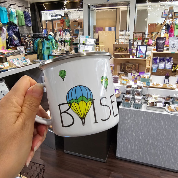 Balloons Over Boise Watercolor Enamel Mug, Color Options