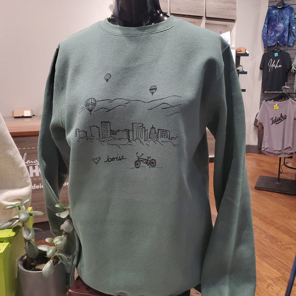 Boise Balloons Crewneck Sweatshirt, screen printed adult sizes
