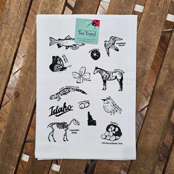 Symbols of Idaho Tea Towel