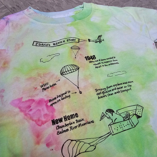 Ice Dyed Idaho Beaver Story Toddler T-shirt, eco-friendly waterbased inks 2T-5T